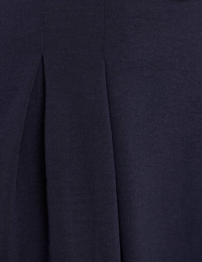 Jupe longue évasée ceinturée bleu foncé femme
