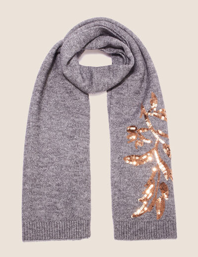 Écharpe avec sequins gris foncé femme