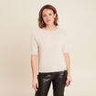 Pull manches courtes beige femme