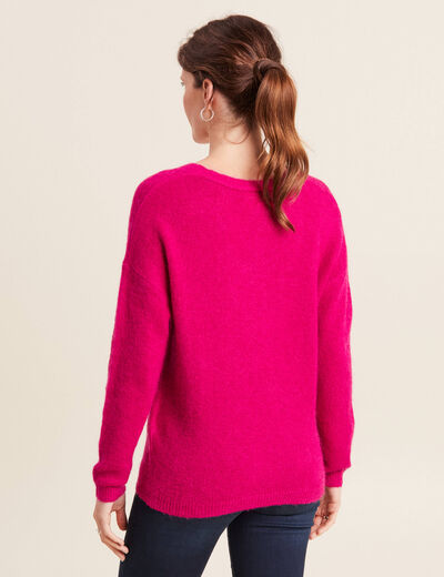 Pull manches longues rose fushia femme