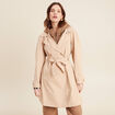 Trench ceinturé à capuche beige femme