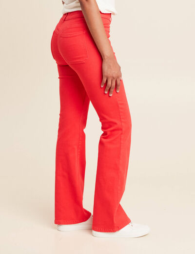 Pantalon bootcut taille basculée rouge femme