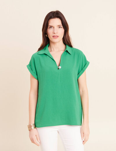 Blouse manches courtes vert menthe femme