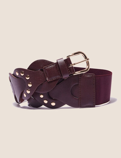 Ceinture large élastiquée marron cognac femme