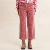 Pantalon large velours c&ocirc;tel&eacute; rose framboise femme