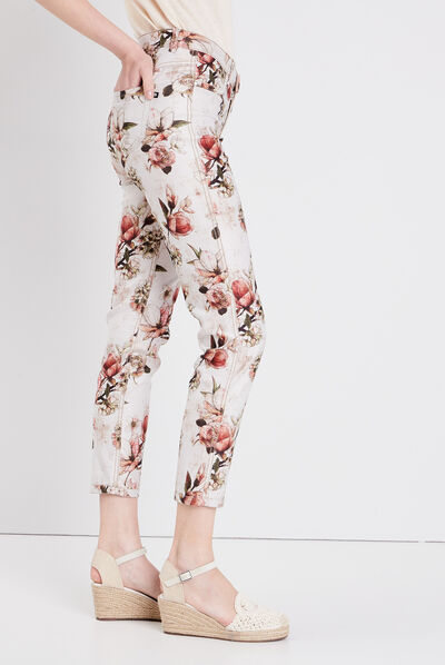 Pantalon réversible confortable beige femme