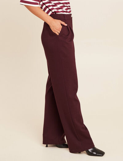 Pantalon large taille standard bordeaux femme