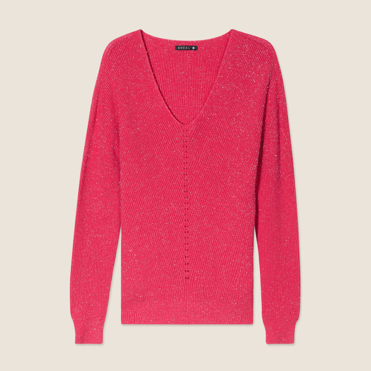 Pull manches longues rose framboise femme