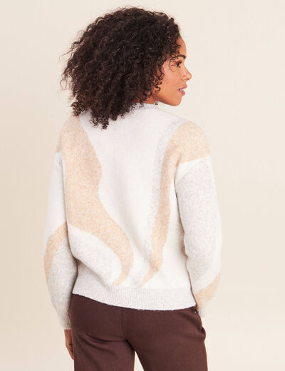 Pull col rond beige femme
