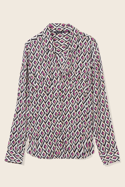 Chemise manches longues rose fushia femme