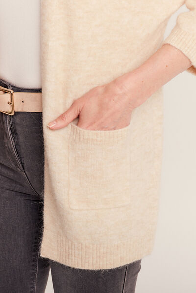 Gilet manches 3/4 beige femme