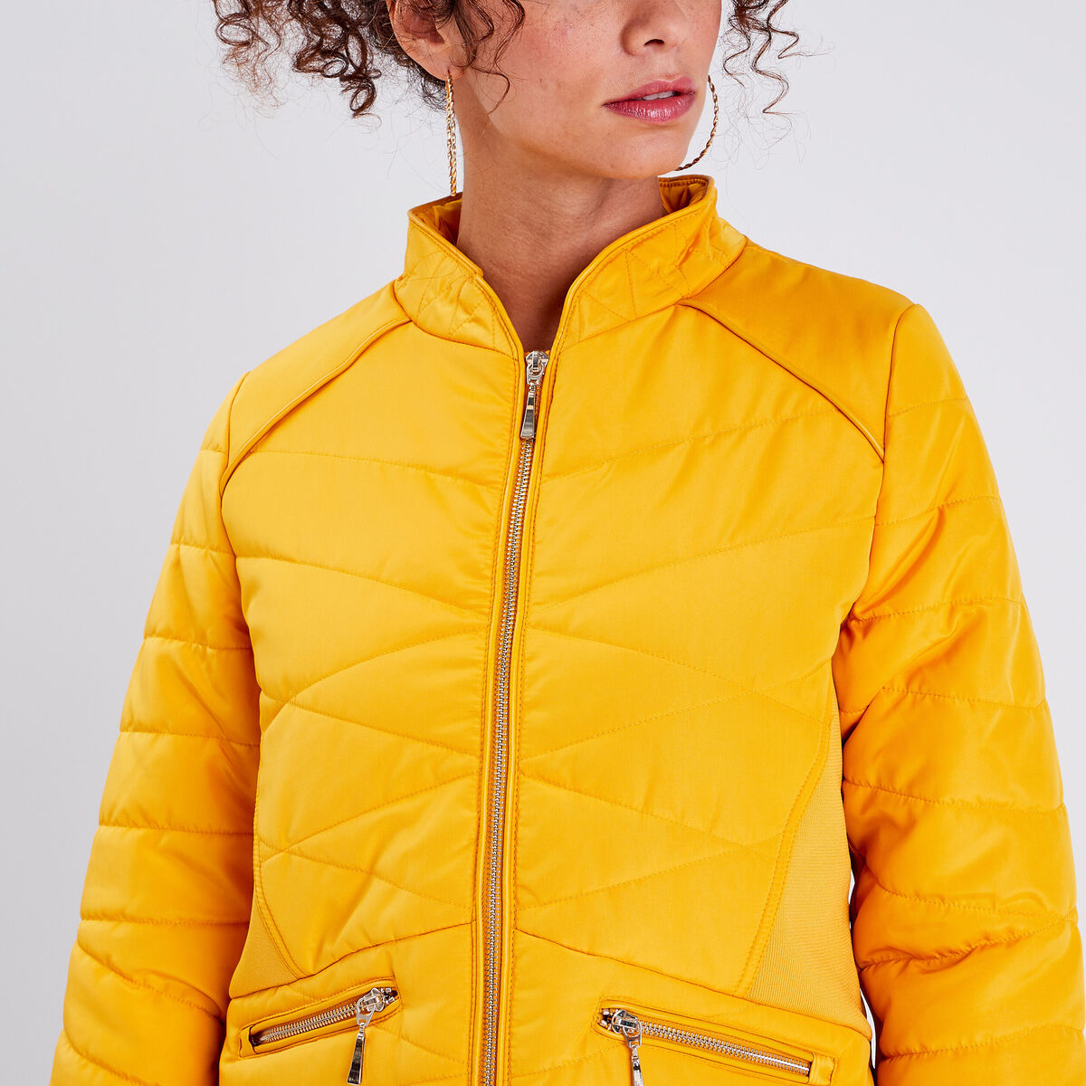 Doudoune droite jaune or femme