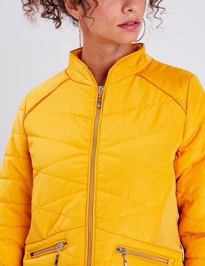 Doudoune droite jaune or femme