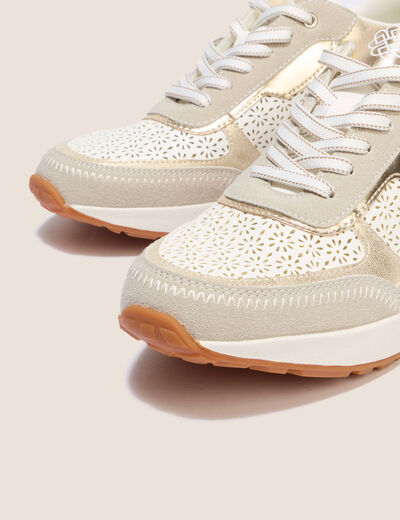 Baskets aspect daim beige femme