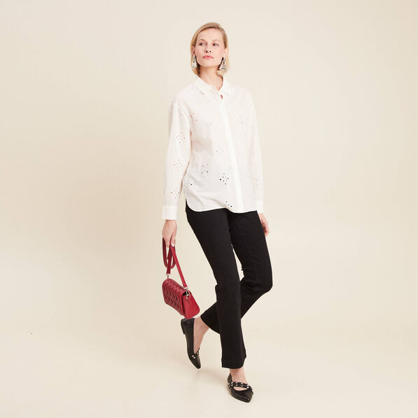 Jean bootcut taille basculée denim noir femme