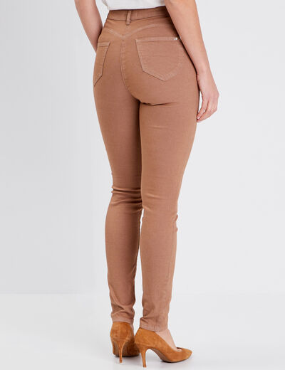 Pantalon léger taille haute long marron femme