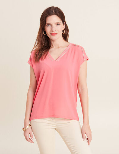 T-shirt manches courtes rose fushia femme