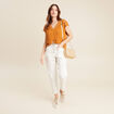Pantalon coupe droite à coulisse blanc femme