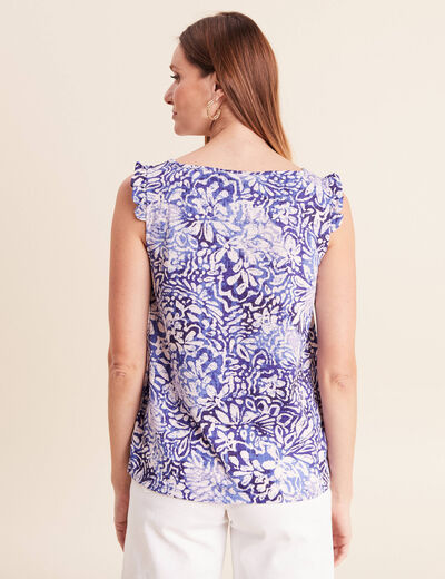 D&eacute;bardeur d&eacute;tails de volants bleu femme