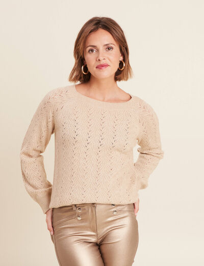 Pull manches longues sequins couleur or femme