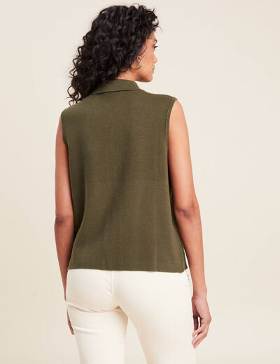 Gilet sans manches à clous vert olive femme