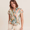 Chemise manches courtes nou&eacute;e multicolore femme