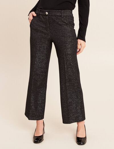 Pantalon large &agrave; paillettes noir femme