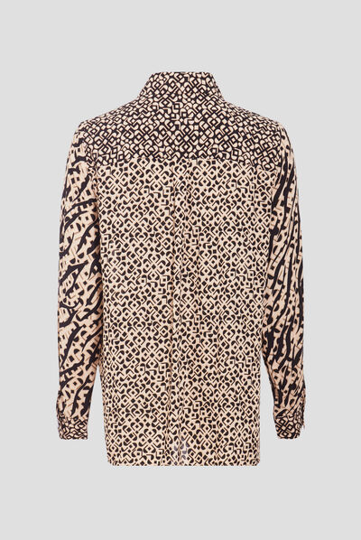 Chemise manches longues beige femme