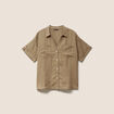 Chemise ample manches courtes aspect lin vert kaki femme