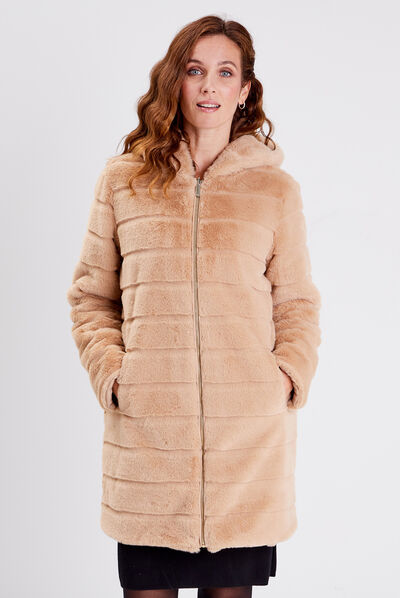 Doudoune droite réversible beige femme