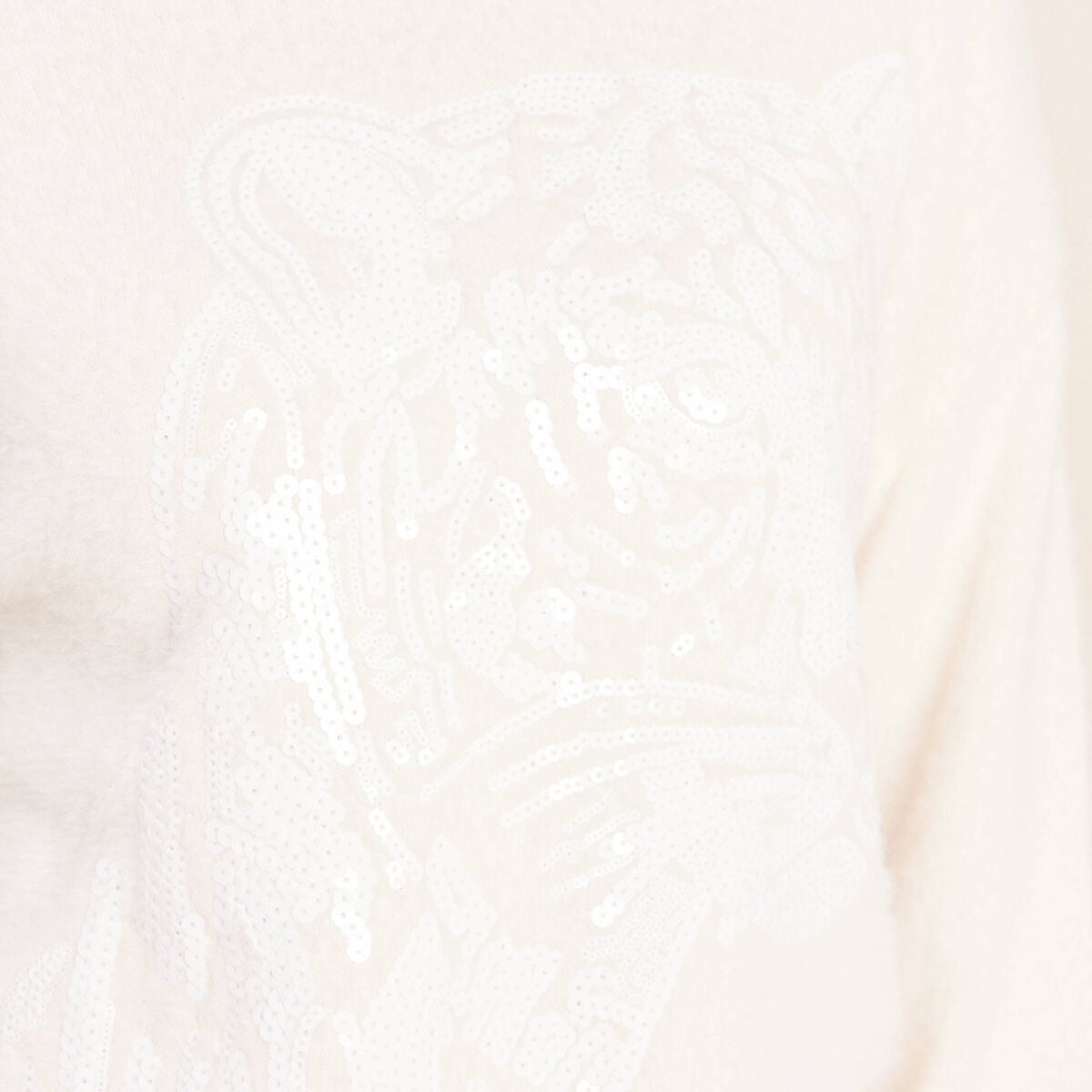 Pull col rond ecru femme