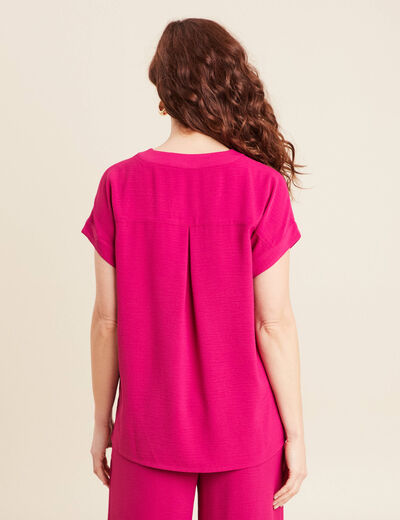 Blouse manches courtes rose fushia femme