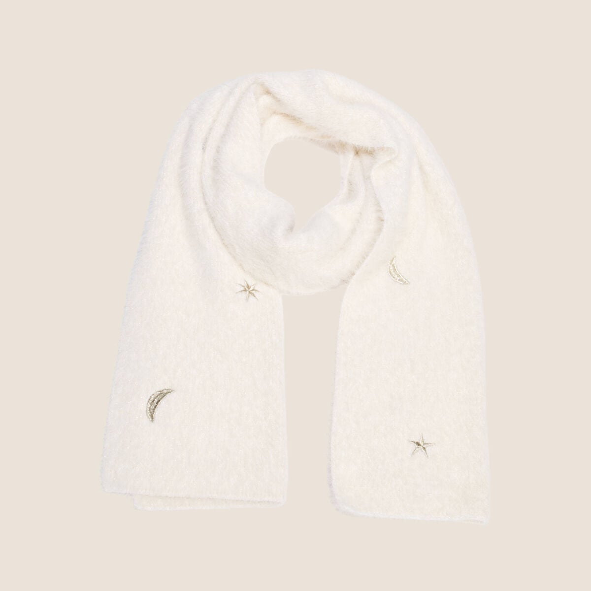 &Eacute;charpe avec broderies ecru femme