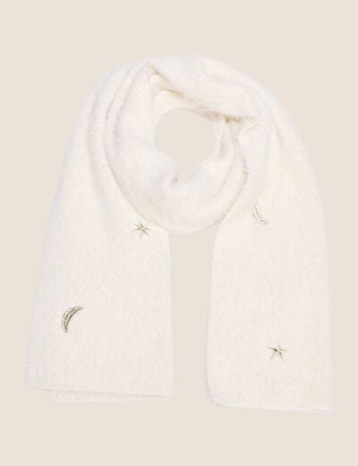 &Eacute;charpe avec broderies ecru femme