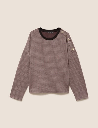 T-shirt ample jacquard manches longues multicolore femme