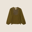 Blouse manches longues vert olive femme