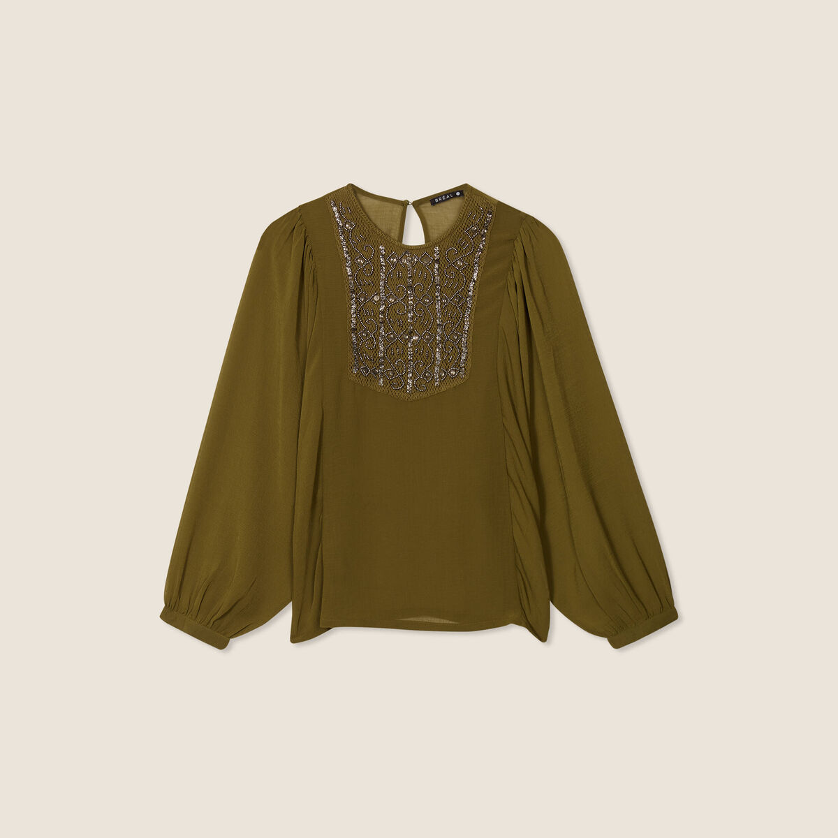 Blouse manches longues vert olive femme