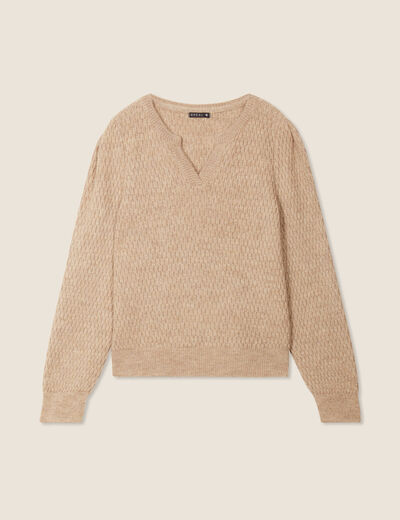 Pull manches longues beige femme
