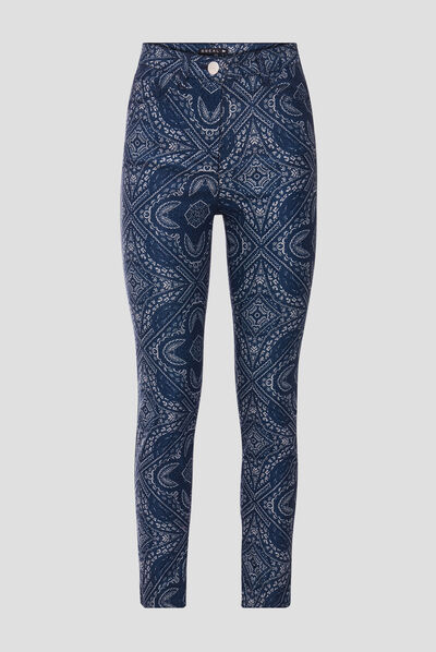 Pantalon ajusté bleu foncé femme
