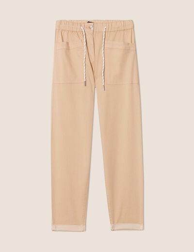 Pantalon coupe mom 7/8&egrave;me sable femme