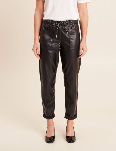 Pantalon coupe mom simili cuir noir femme