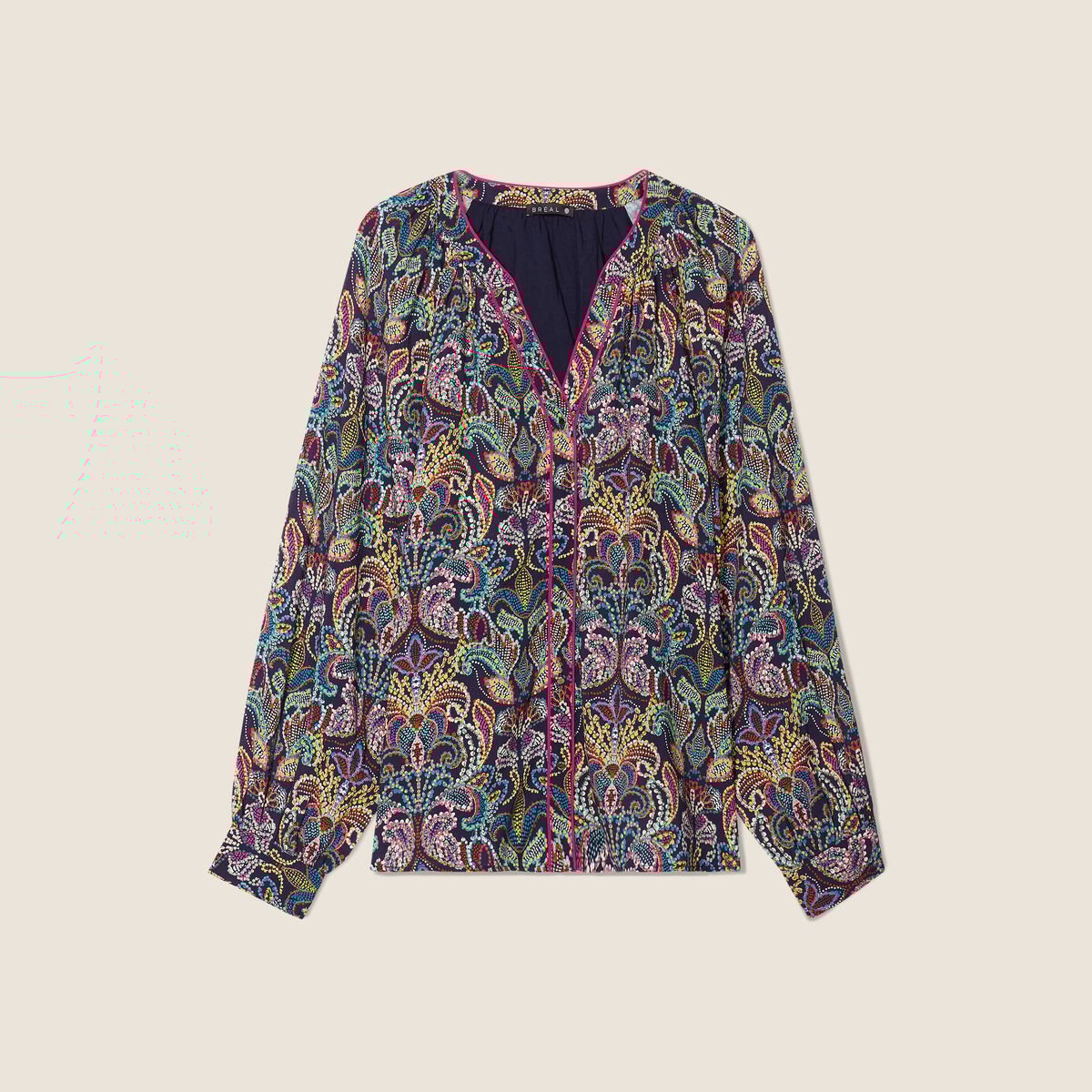 Blouse manches longues multicolore femme