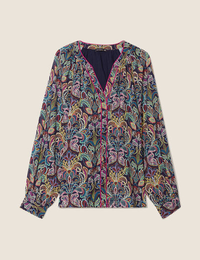 Blouse manches longues multicolore femme