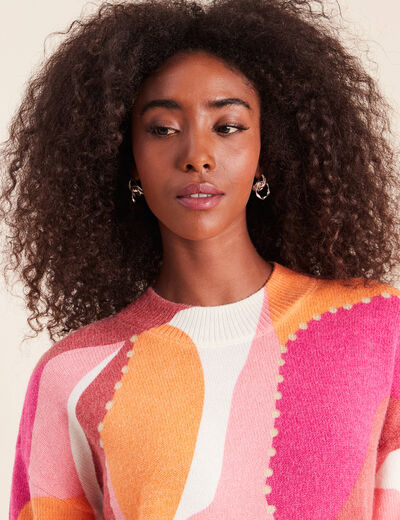 Pull col montant orange femme