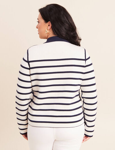 Gilet r&eacute;versible manches longues bleu femme