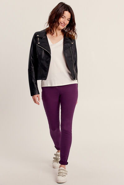 Jean magique ajusté taille standard violet foncé femme