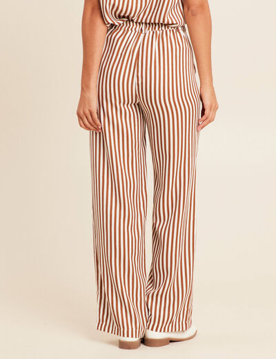 Pantalon large taille haute blanc femme