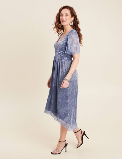 Robe longue évasée bleu ciel femme