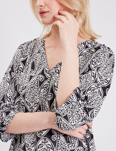 Blouse manches 3/4 noir femme