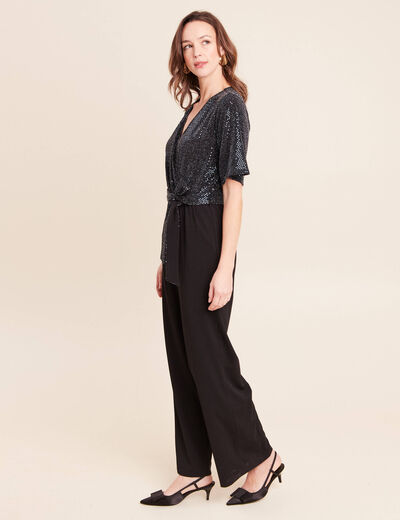 Combinaison en maille bleu marine femme